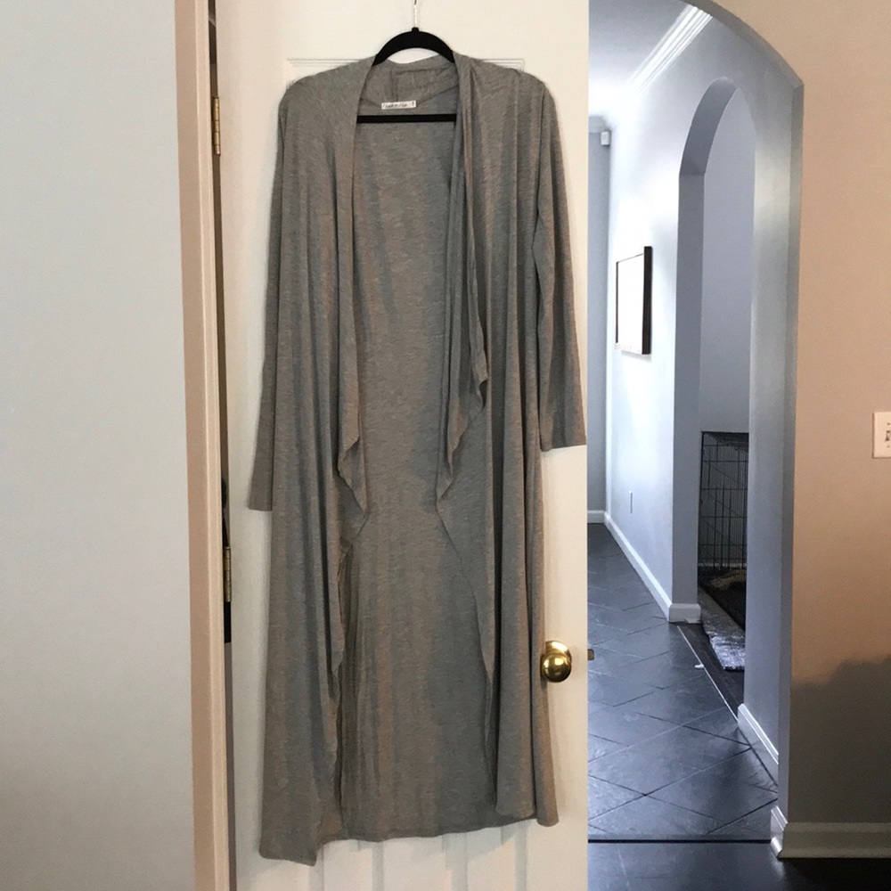 Full length gray cardigan